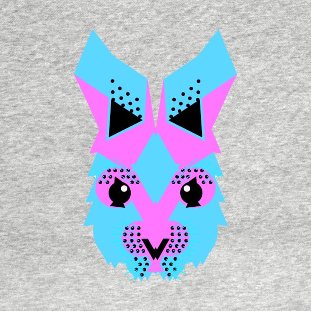 Rabbit face, Neon blue and pink. by AnimalMagic